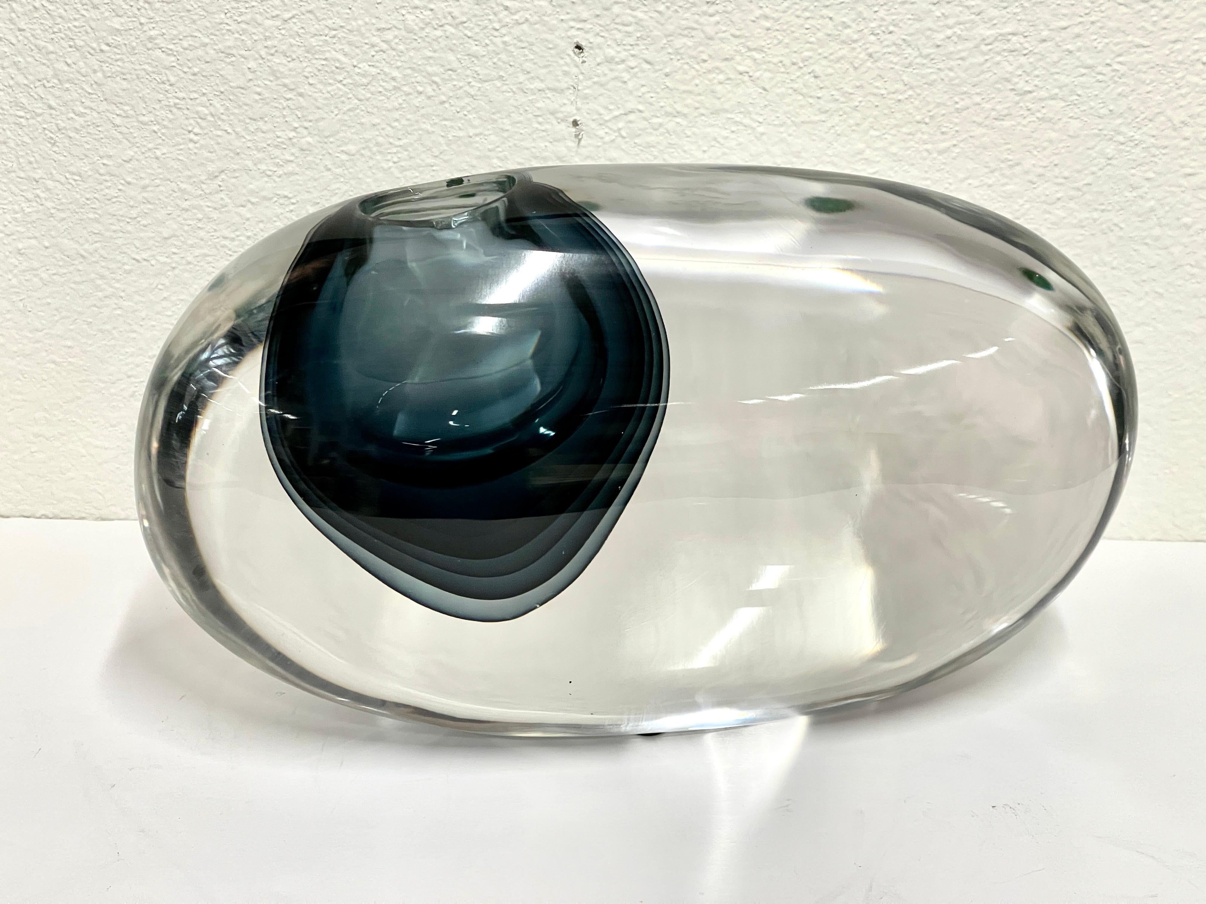 Wonderful sommerso abstract glass sculpture by the Italian master Pino Signoretto. It is signed on the base with some additional words we cannot make out. It is numbered 7/250. We don't believe this is an edition, but inventory numbers. In good