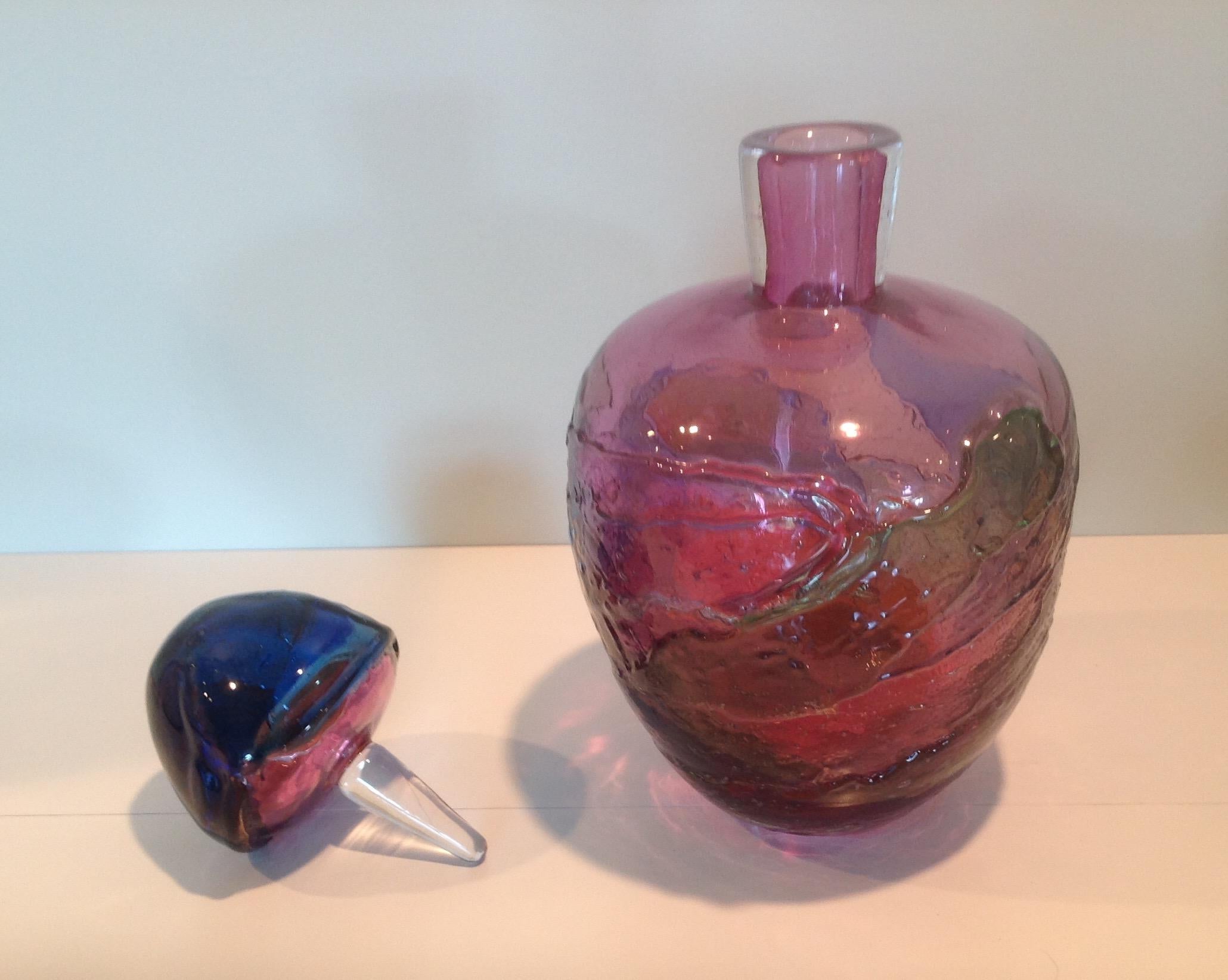 Italian Pino Signoretto Amazing and Large Murano Decanter Signed by the Artist