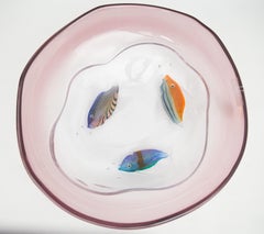 Pino Signoretto Exhibition Signed Murano Hand Blown Art Glass Tropical Fish Bowl