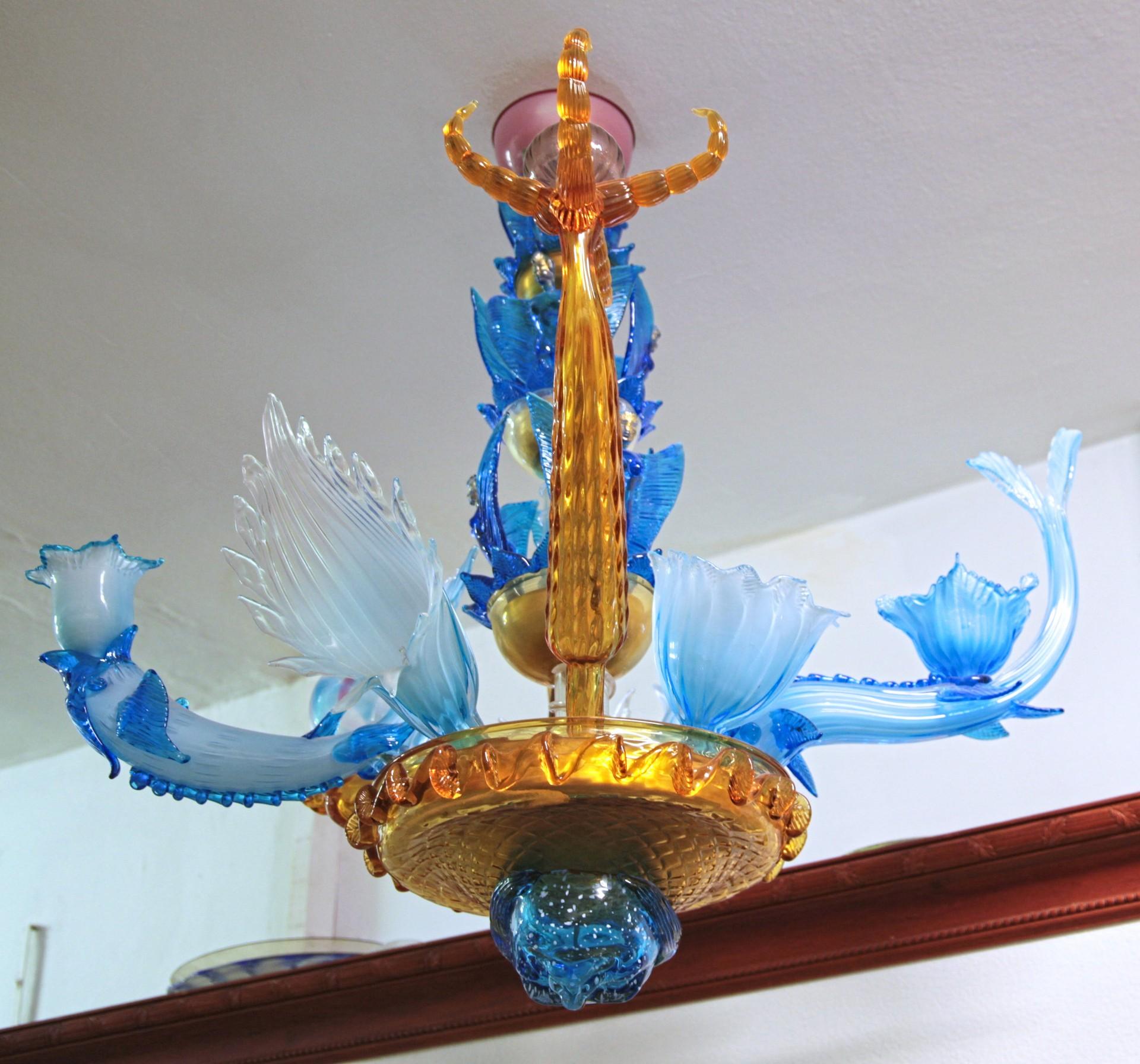 Art Glass Pino Signoretto, Last Judgement Hyeronimus Bosch Chandelier