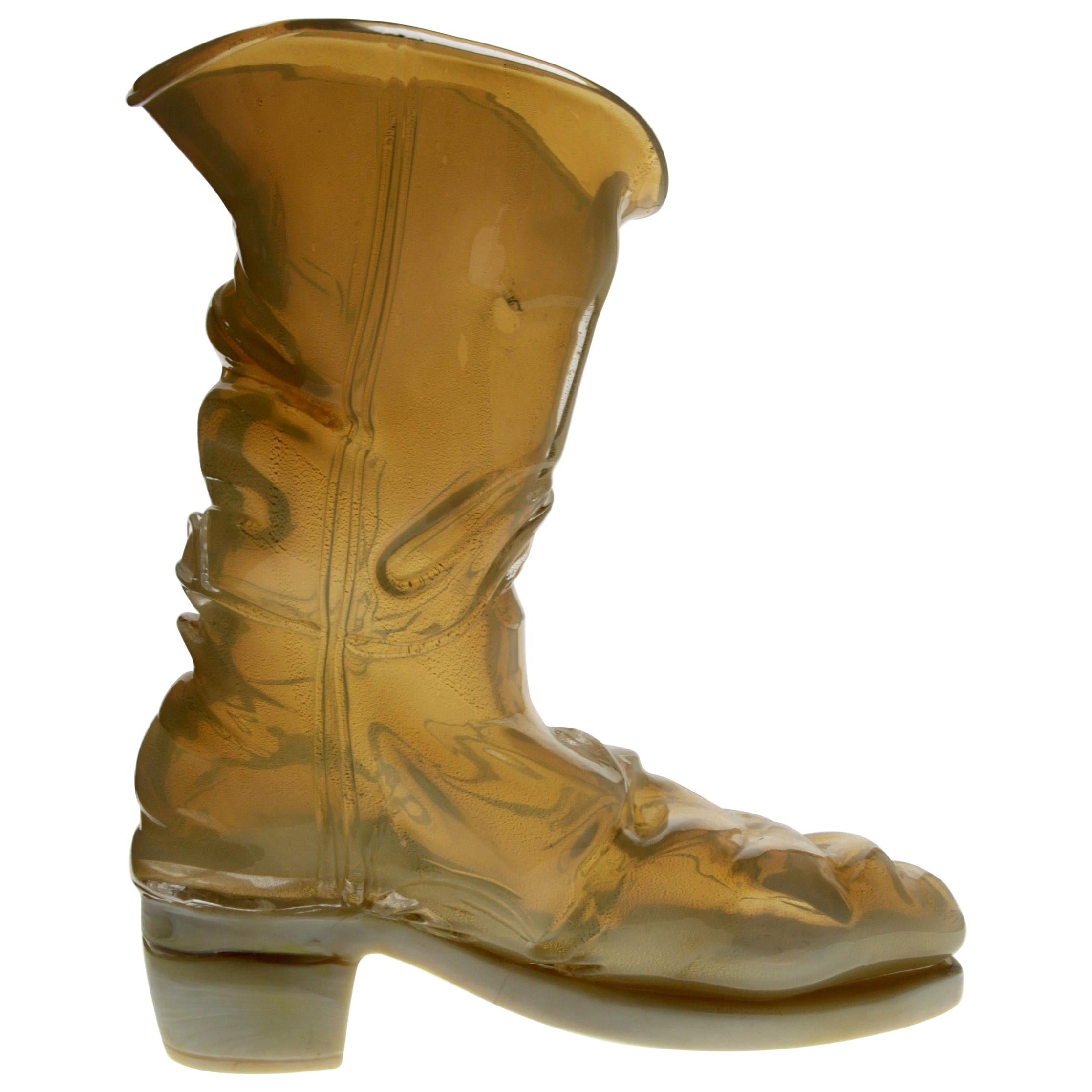 Pino Signoretto, Livio de Marchi Design Pauly, Boot in Chalcedony Opaline Murano