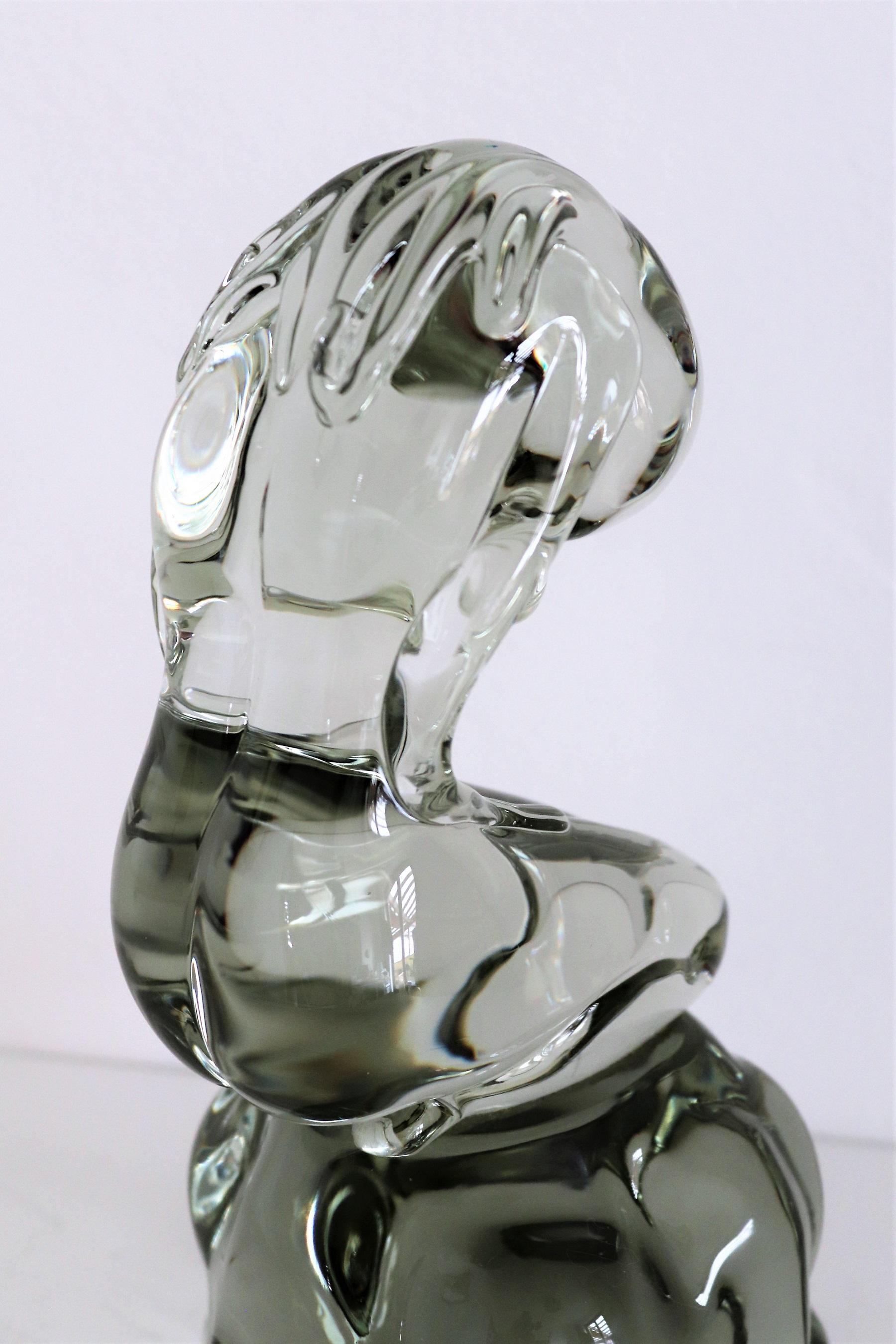 20th Century Pino Signoretto Murano Glass Sculpture of Woman, 1980s For Sale