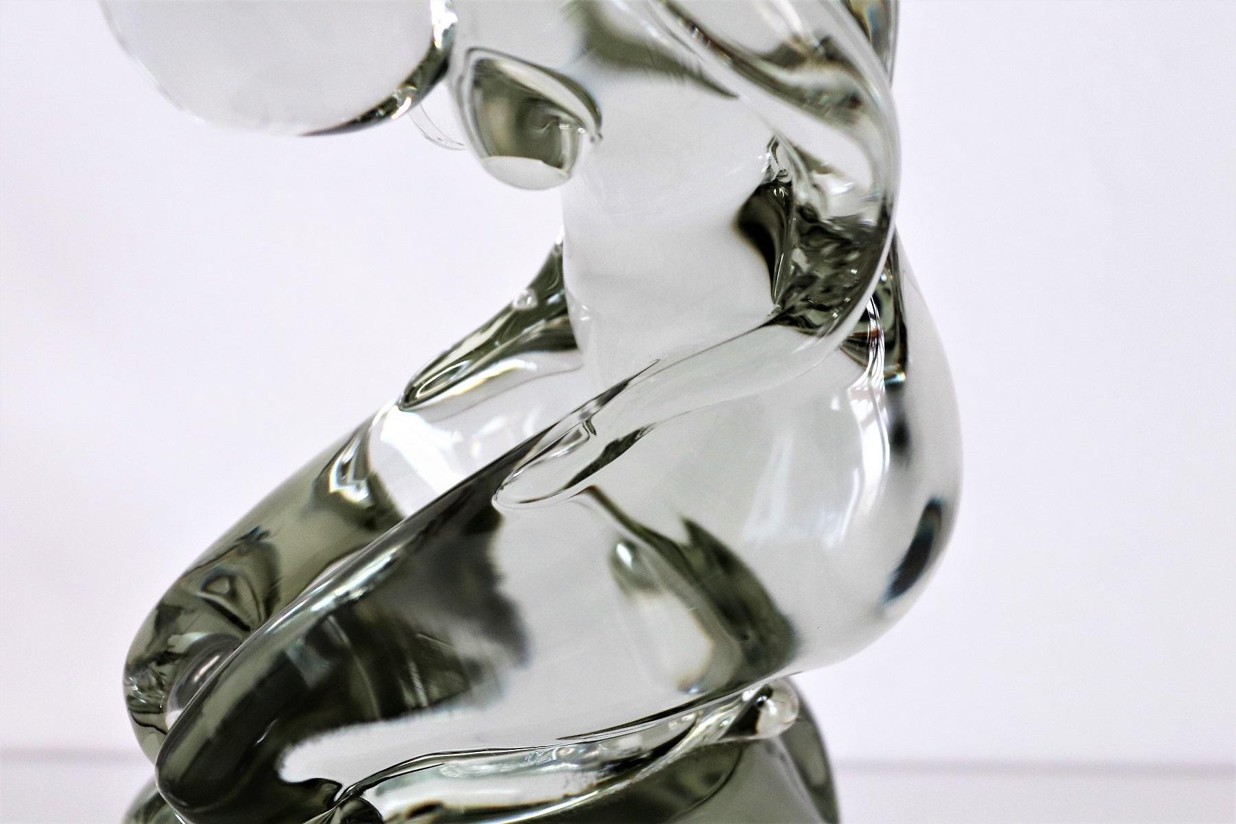 Pino Signoretto Murano Glass Sculpture of Woman, 1980s For Sale 1