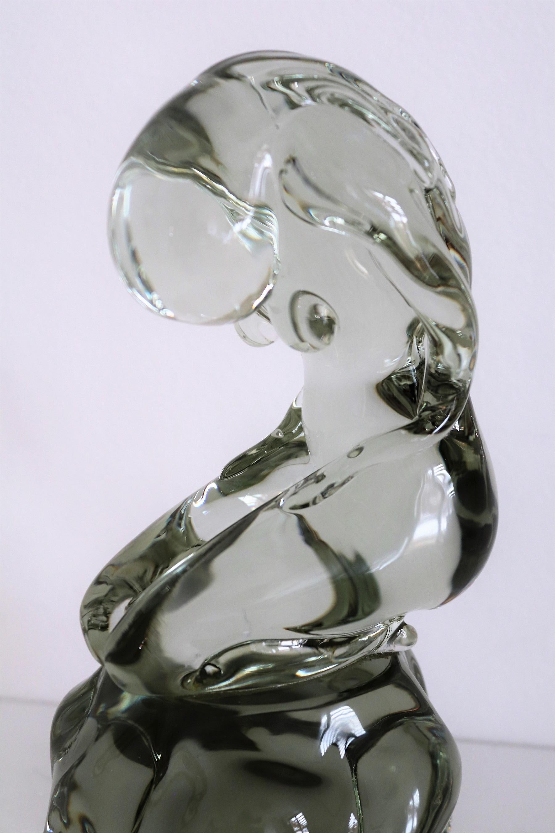 Pino Signoretto Murano Glass Sculpture of Woman, 1980s For Sale 3