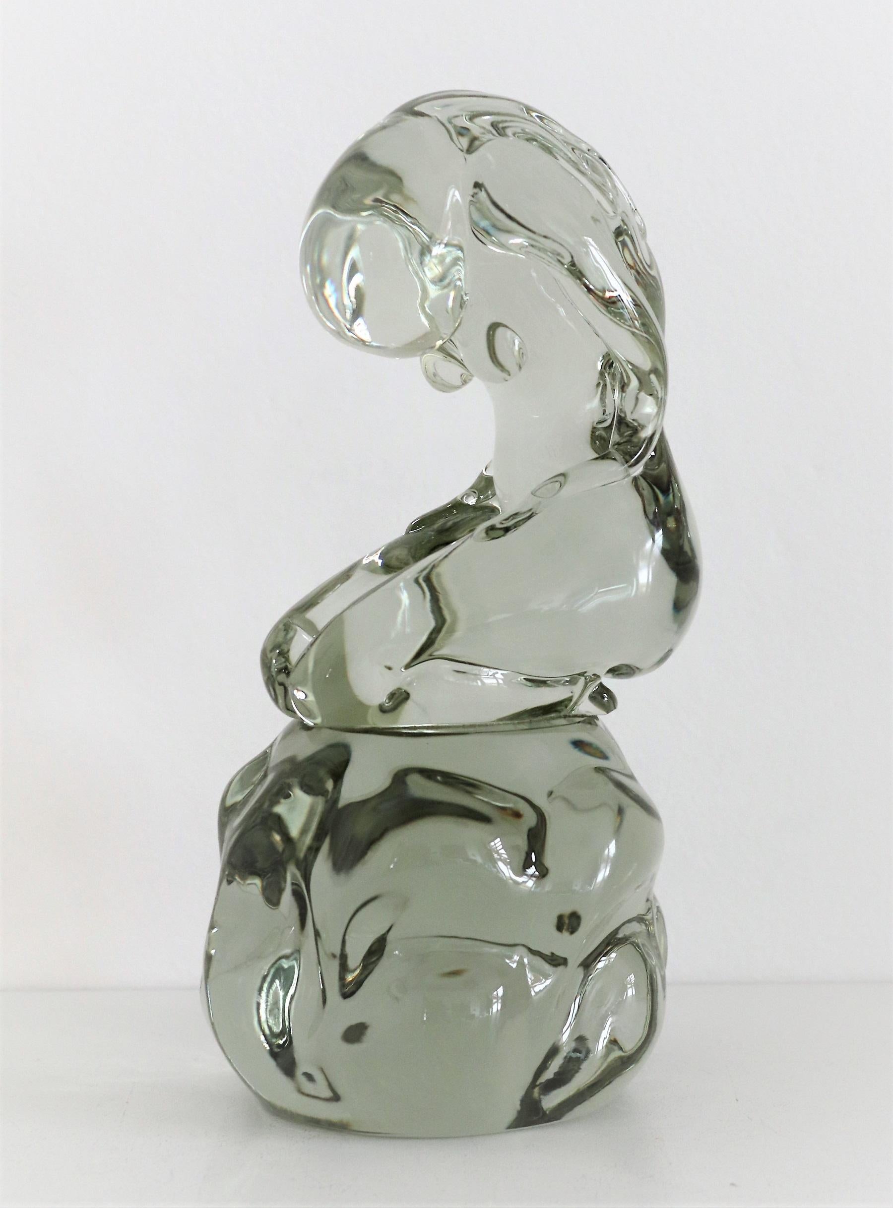 Mid-Century Modern Pino Signoretto Sculpture de femme en verre de Murano, années 1980 en vente