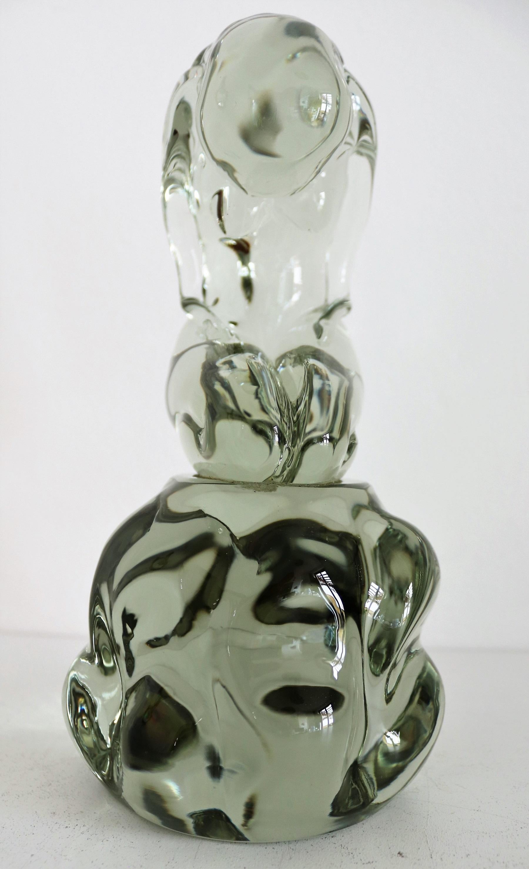 Mid-Century Modern Pino Signoretto Murano Glass Sculpture of Woman, 1980s For Sale