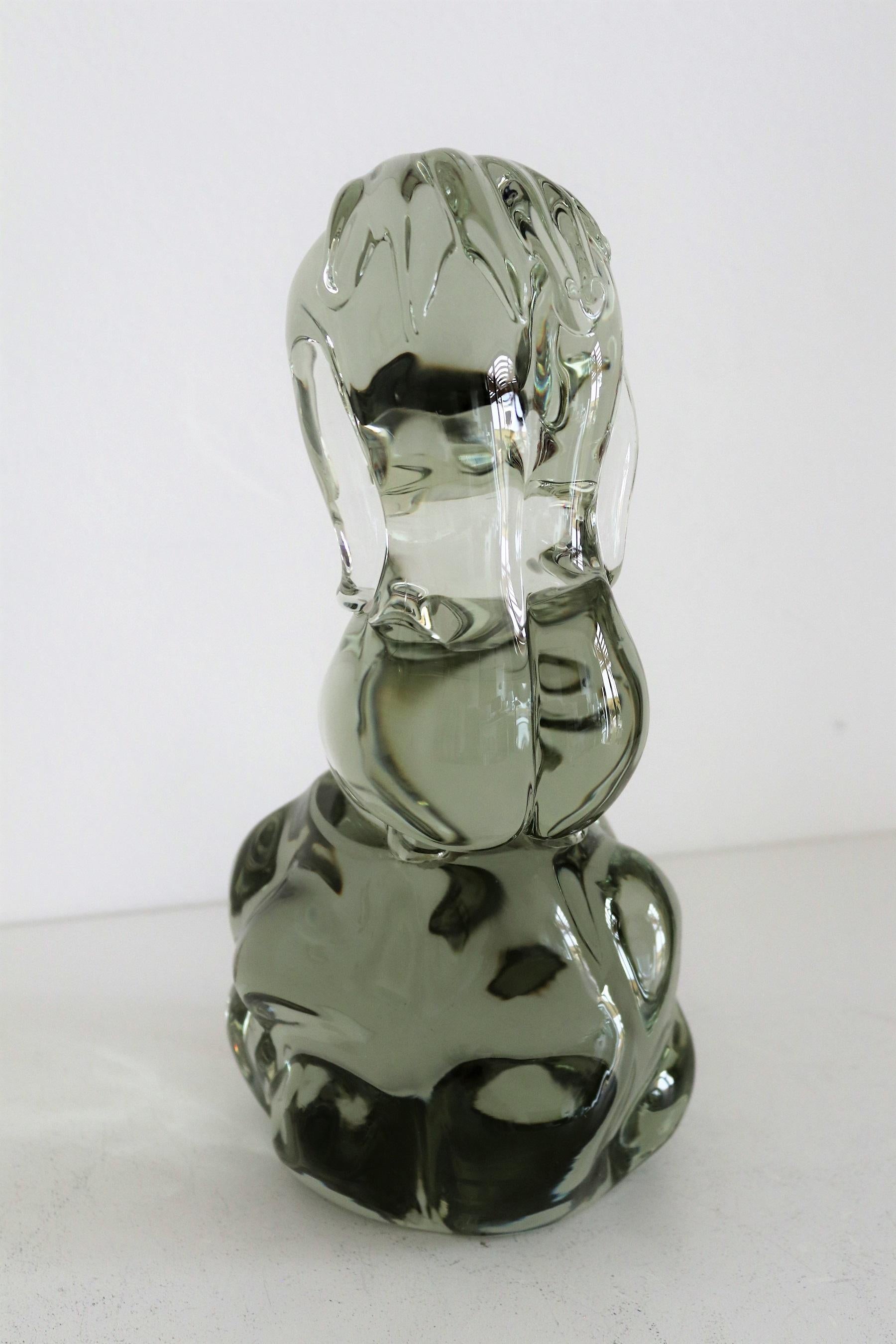 Italian Pino Signoretto Murano Glass Sculpture of Woman, 1980s For Sale