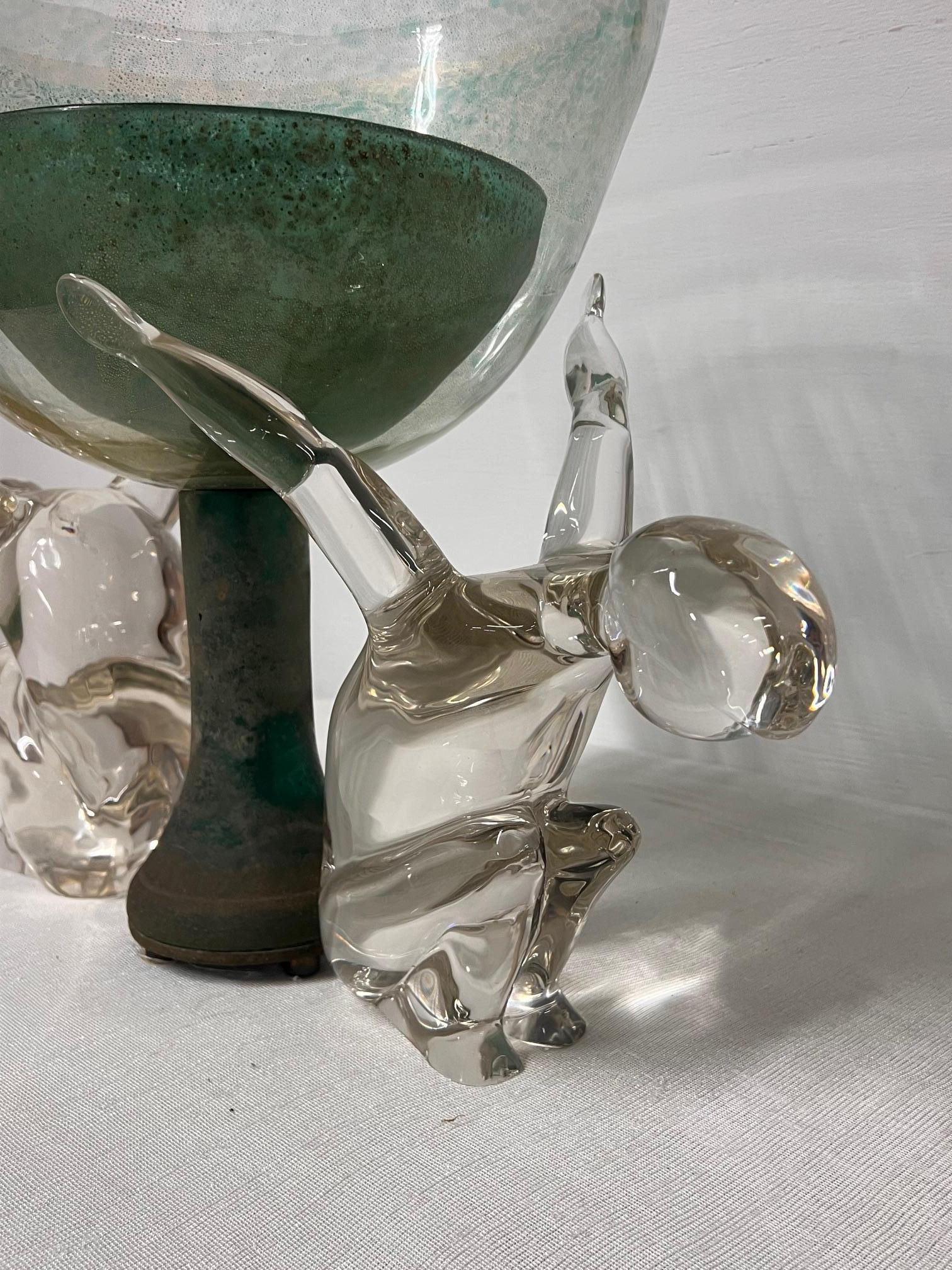 Murano Glass Pino Signoretto Sculptural Table Lamp For Sale