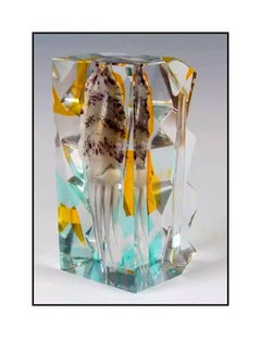 Pino Signoretto Original Murano Glass Sculpture Sealife Squid Signed Modern Art