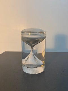 Pino Signoretto Signed Murano Clear Glass Hourglass Sculpture