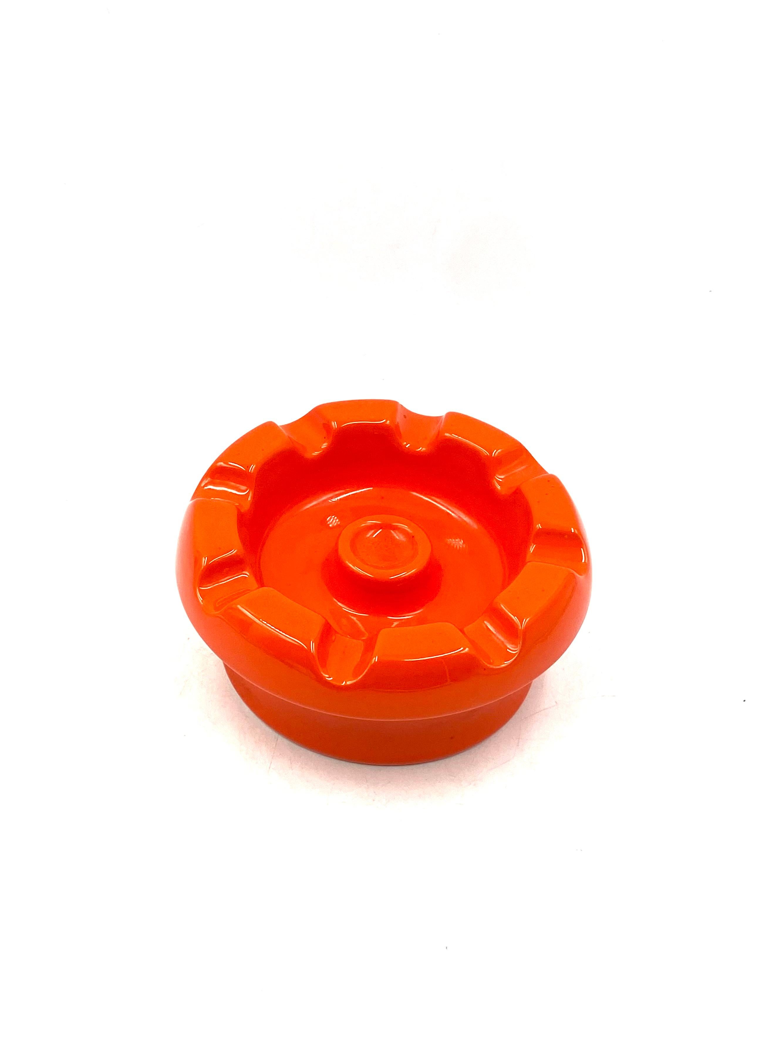 Pino Spagnolo, Large orange ceramic ashtray, Sicart, 1970s 6