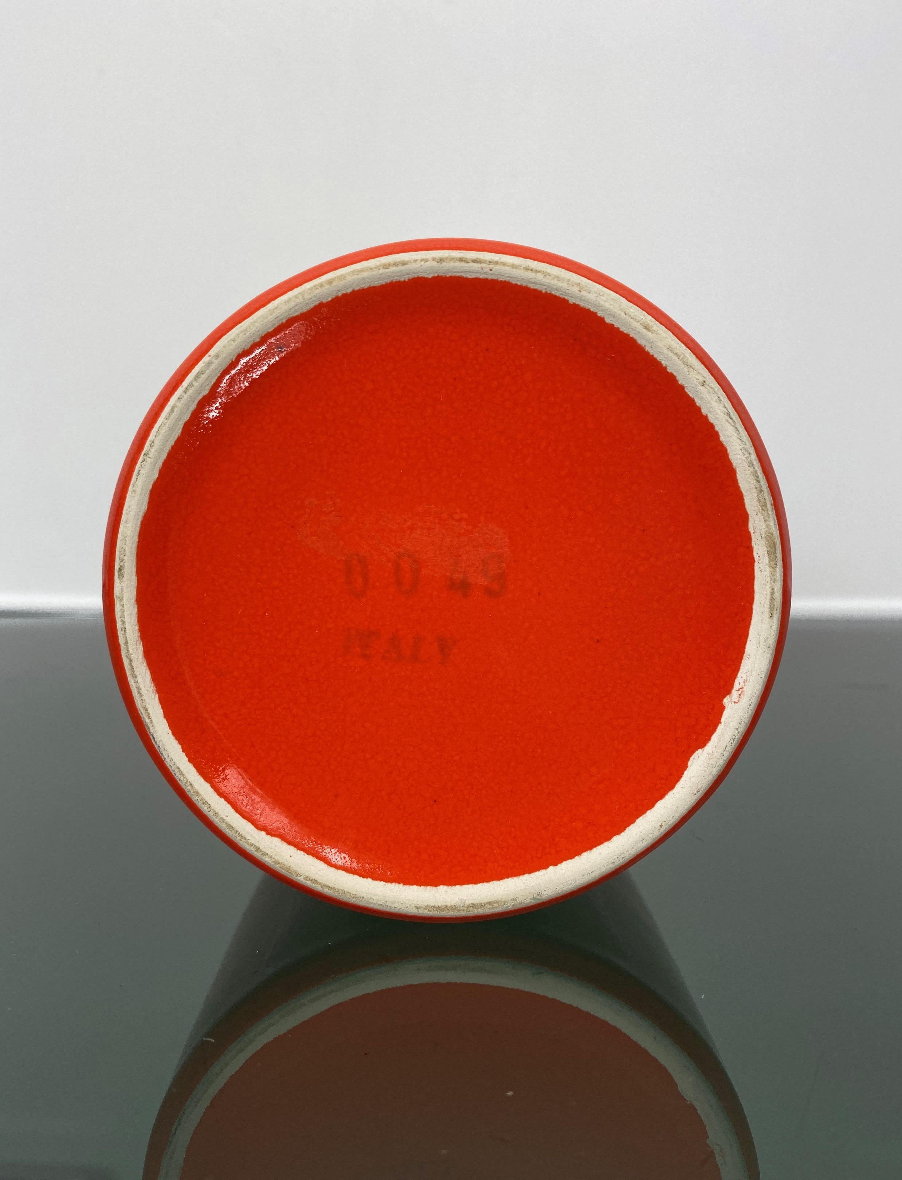 Pino Spagnolo Orange Ceramic Vase for Sicart, Italy, 1970s For Sale 1