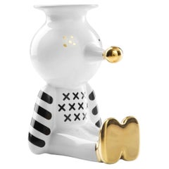 Pinocchietto Candleholder White Black and Gold by Bosa