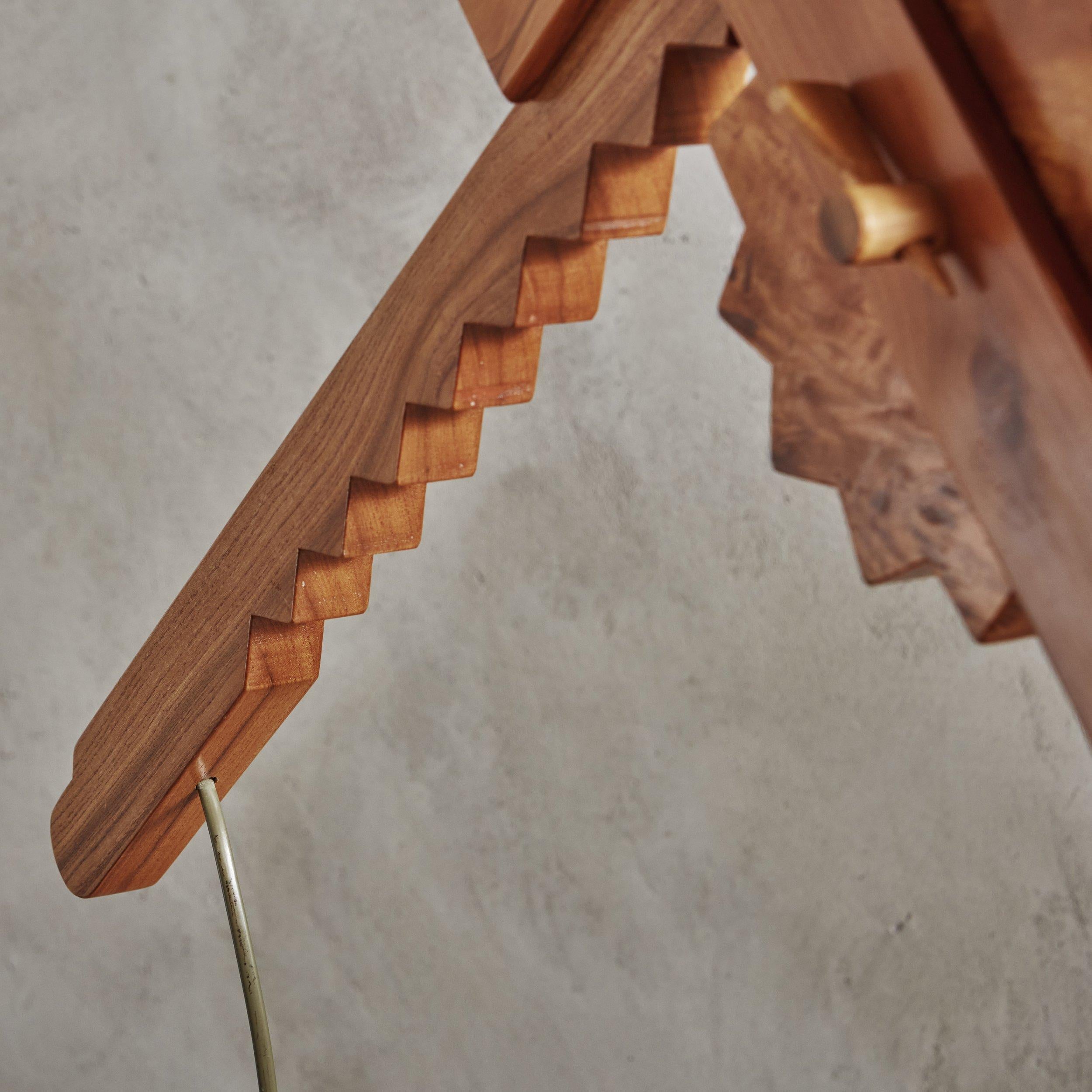 Pinocchio Adjustable Floor Lamp in Pine by Pietro Cascella for Reflo, Italy 1972 1