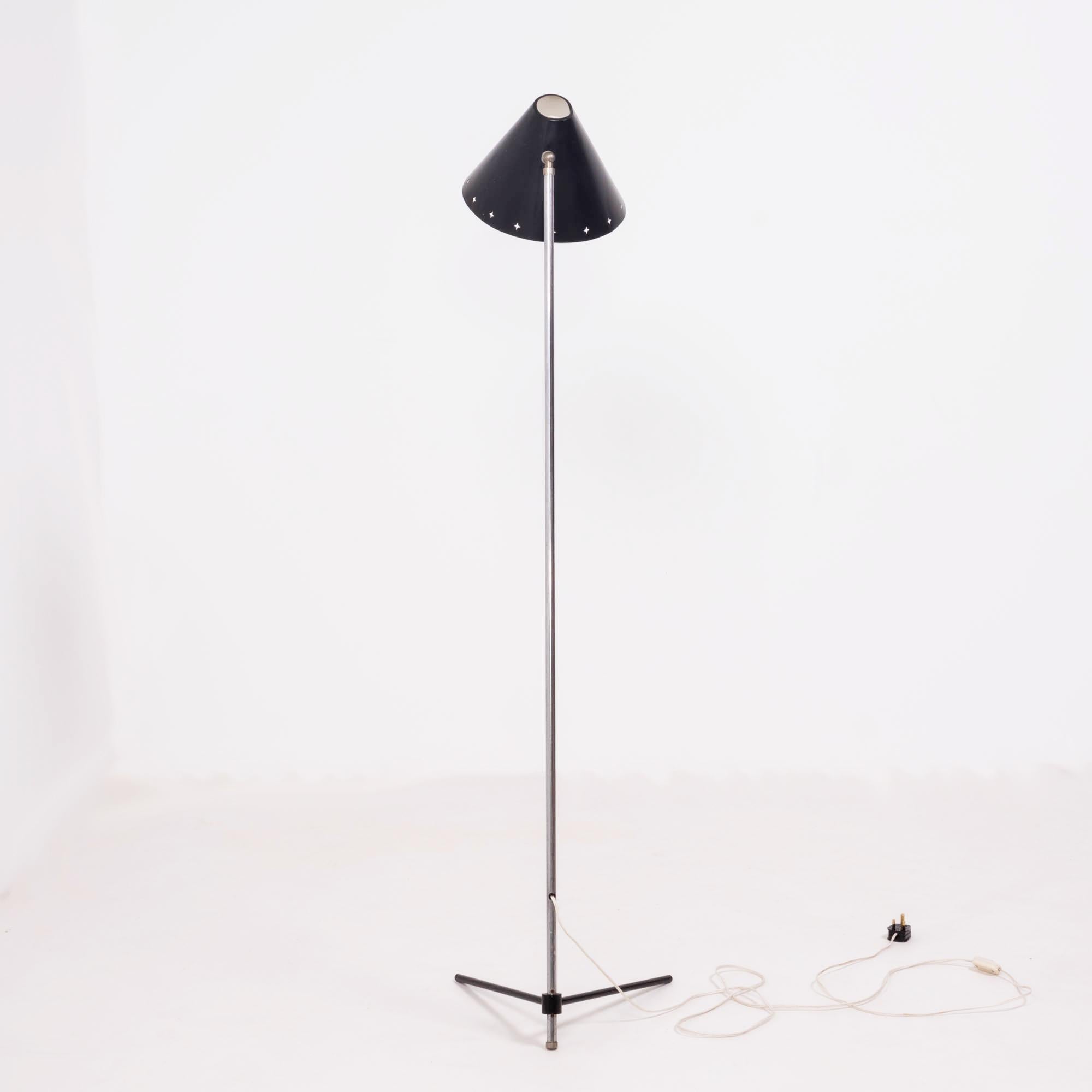 Mid-Century Modern Mid Century Pinocchio Black Floor Lamp by H. Busquet for Hala, 1954