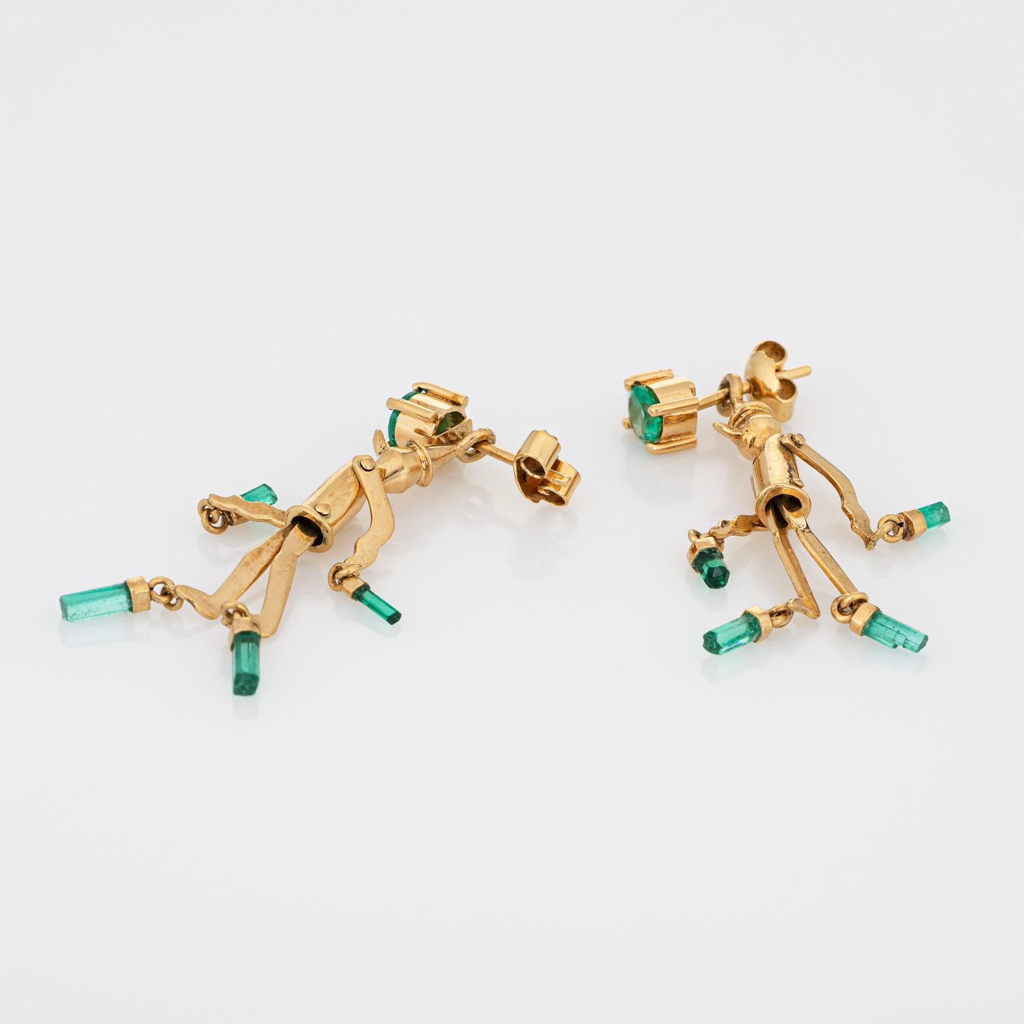 Fun pair of Pinocchio emerald earrings crafted in 18k yellow gold. 

Natural emeralds total an estimated 1.40 carats. 

Featuring the beloved Italian storybook character, who was carved from wood and known for his long nose that grew every time a
