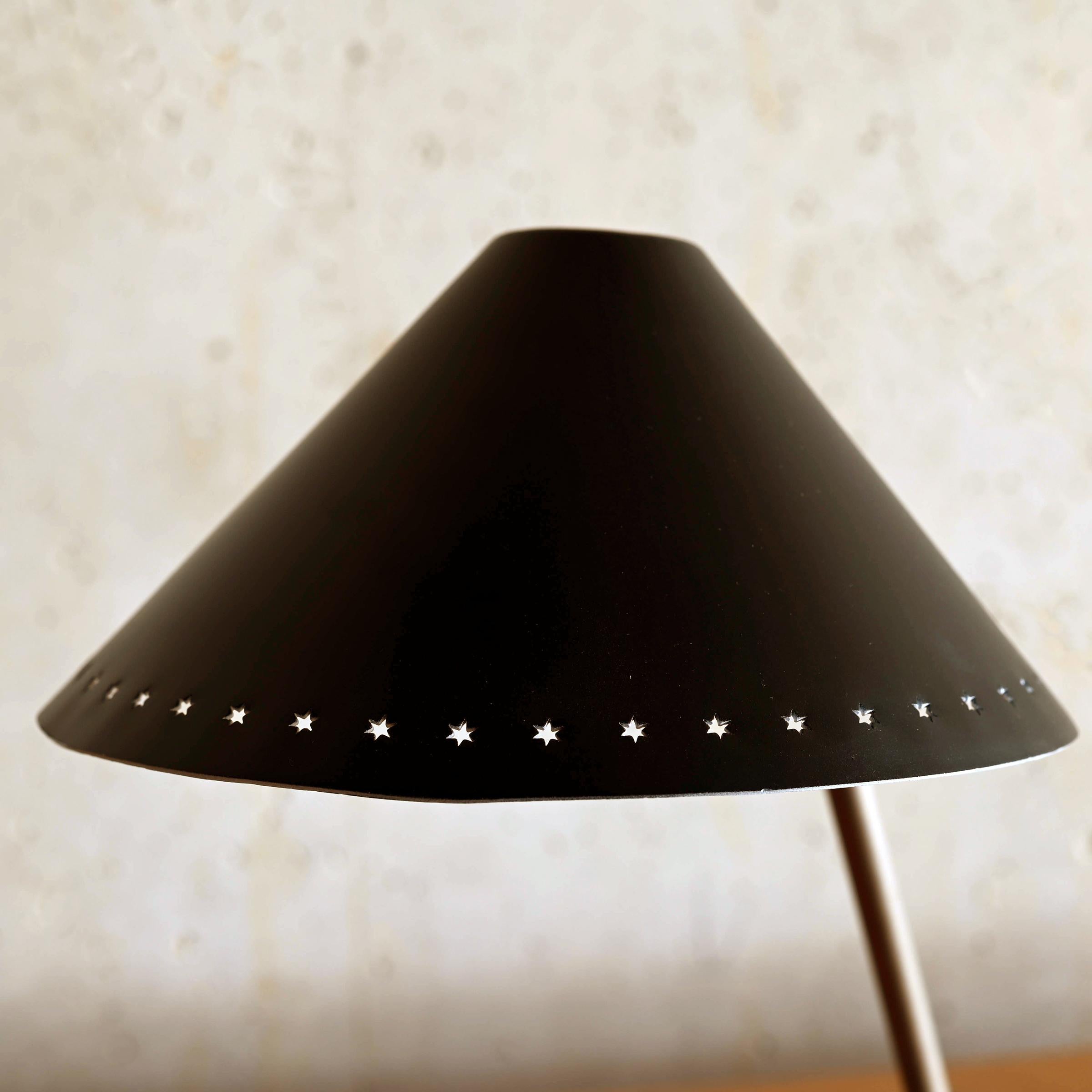 Steel Pinocchio Lamp with black shade by H. Busquet for Hala Zeist, Netherlands
