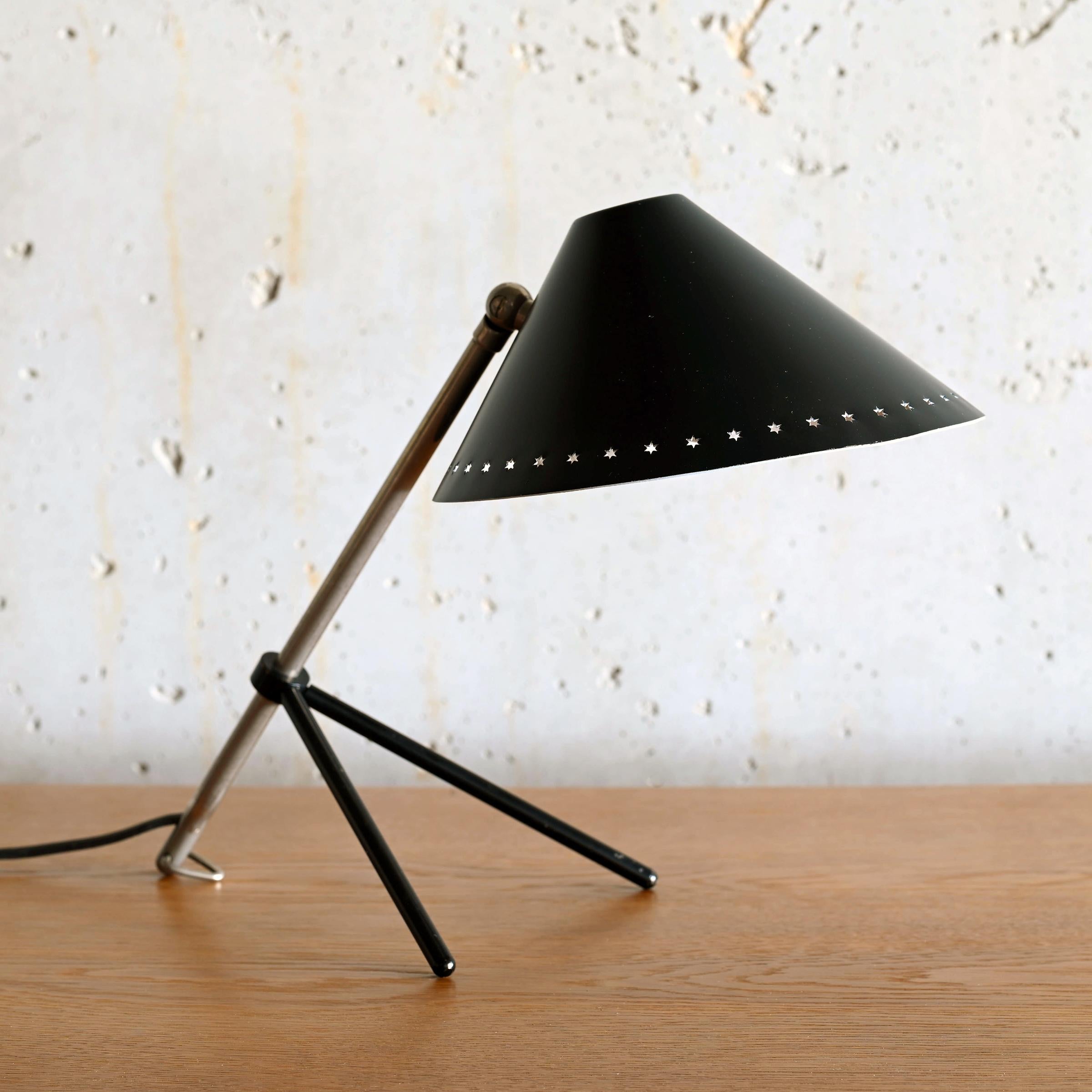 Mid-Century Modern Pinocchio Lamp with black shade by H. Busquet for Hala Zeist, Netherlands For Sale