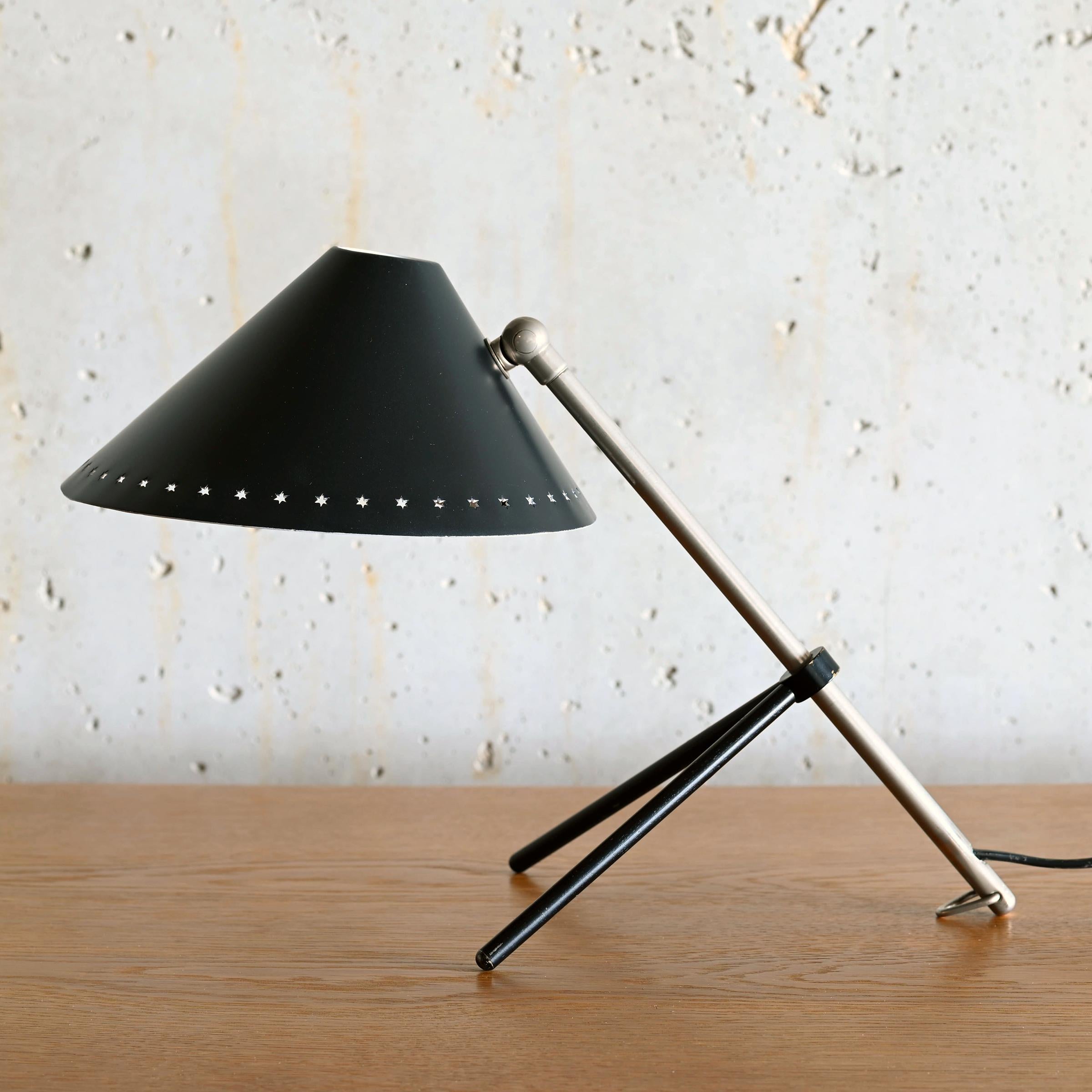 Dutch Pinocchio Lamp with black shade by H. Busquet for Hala Zeist, Netherlands For Sale