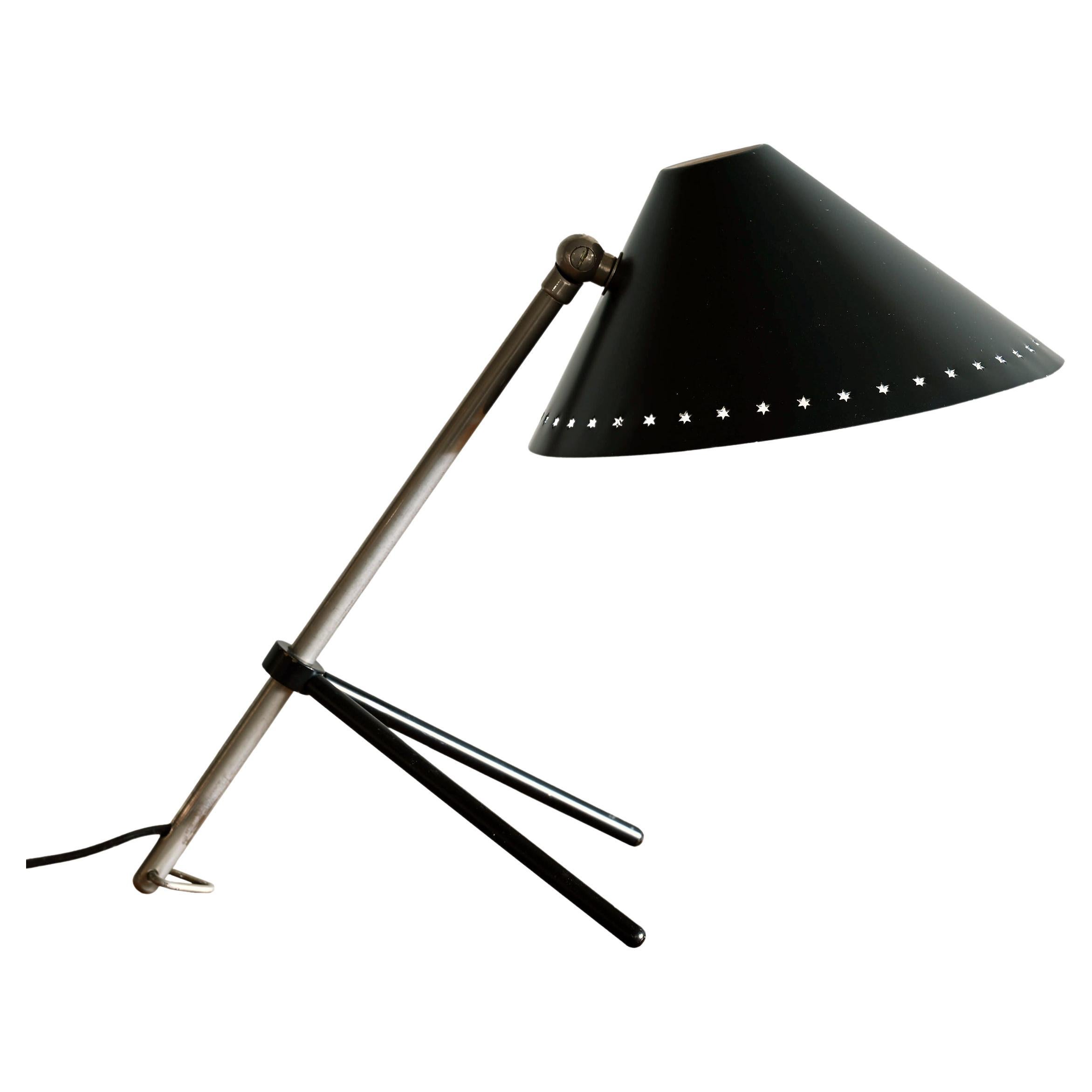 Pinocchio Lamp with black shade by H. Busquet for Hala Zeist, Netherlands