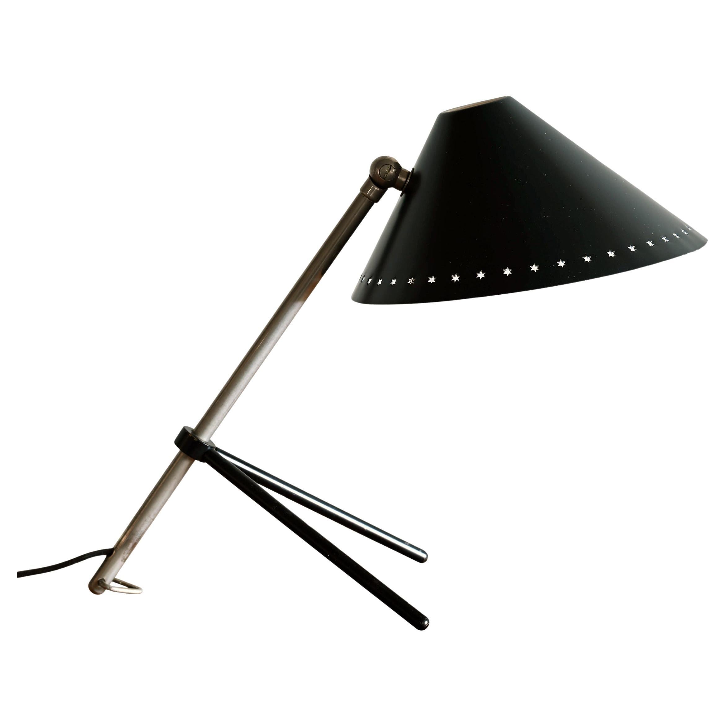 Pinocchio Lamp with black shade by H. Busquet for Hala Zeist, Netherlands