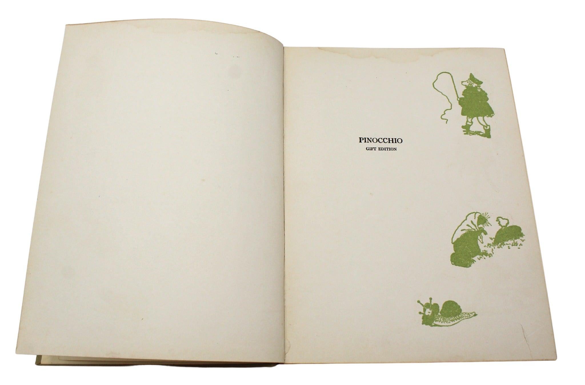 Pinocchio: The Story of a Puppet by C. Collodi Illustrated by Maria L. Kirk 1920 In Good Condition For Sale In Colorado Springs, CO