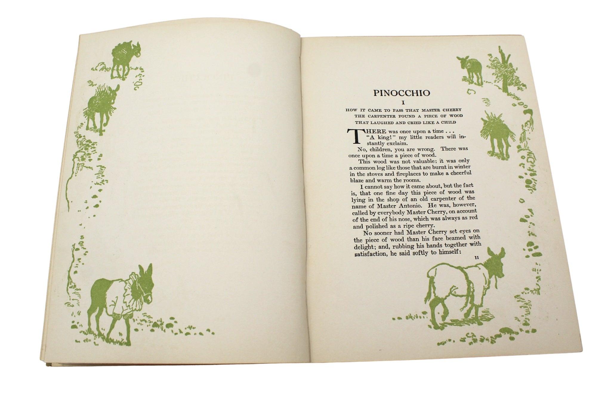 Early 20th Century Pinocchio: The Story of a Puppet by C. Collodi Illustrated by Maria L. Kirk 1920 For Sale