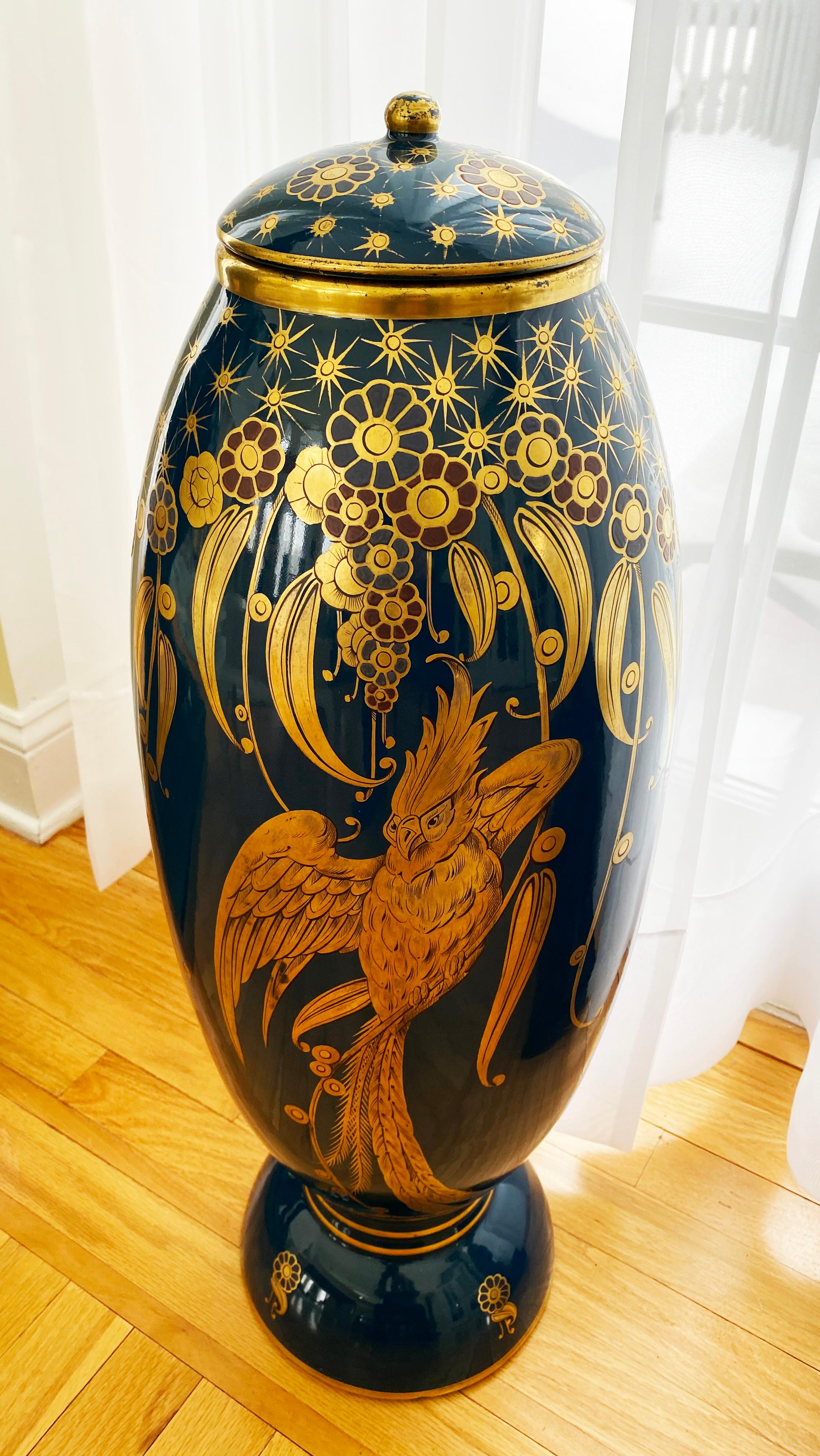 Français Pinon Heuzé Vase couvert Art Déco Limoges
