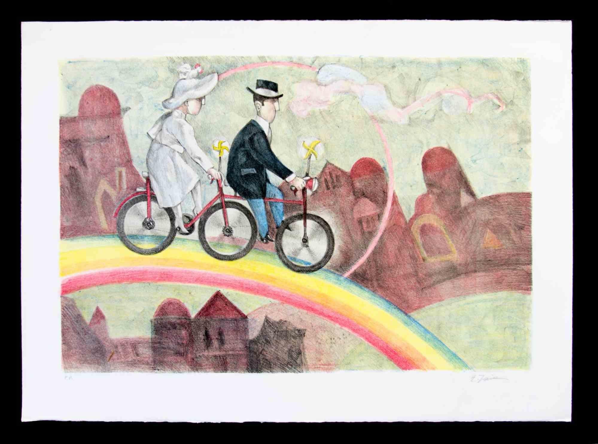 Lithograph on Magnani-Pescia paper. Paper size 50cmx70cm, work size 40cmx60cm. Excellent condition, no defects.
Ermanno Iaia - Born in Rome in 1933,
He attended the San Giacomo Academy and worked in film advertising, in 1953 he won the