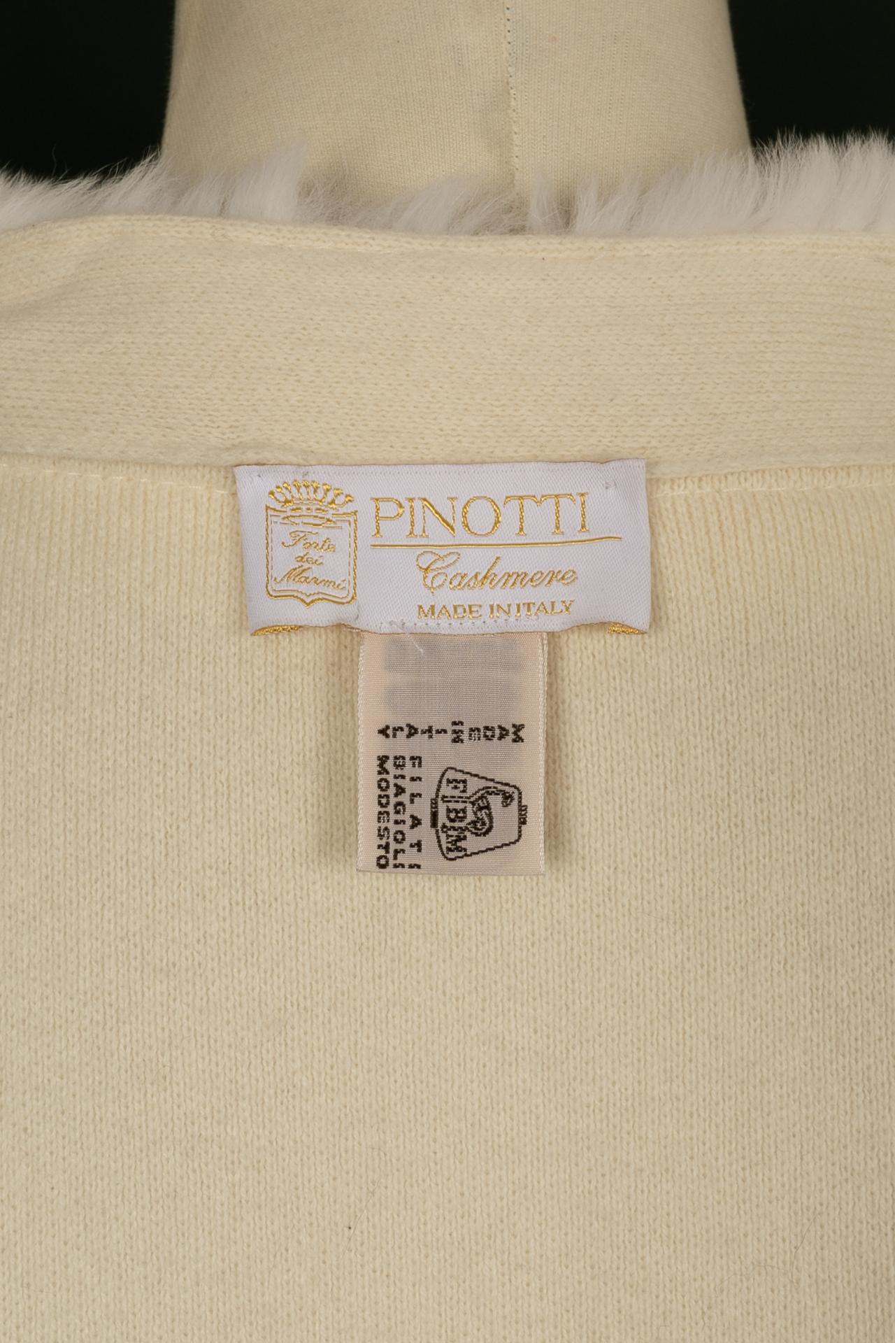 PINOTTI -(Made in Italy) Gilet lungo bianco sporco in cashmere e lana, collo e tasca in coniglio bianco. Non è indicata la taglia, ma si adatta a una 38FR.

Condizioni:
Ottime condizioni

Dimensioni:
Lunghezza: 88 cm

SKU:VR132