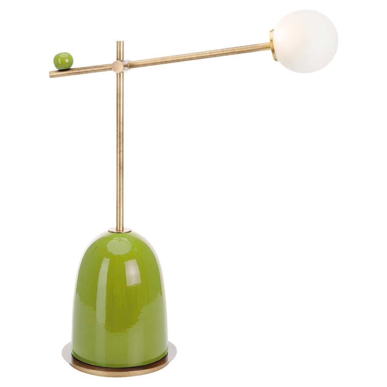 Pins Green Ceramic Table Lamp with Adjustable Arm