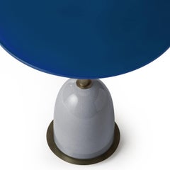 Pins Round Blue Ceramic and Glass Side Table
