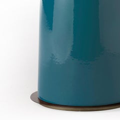 Mesa auxiliar redonda de cerámica y cristal pintado en negro