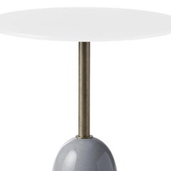 Pins Round Gray Ceramic and Glass Side Table