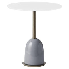 Pins Round Gray Ceramic and Glass Side Table