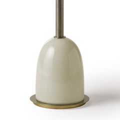 Pins Round White Ceramic and Glass Side Table