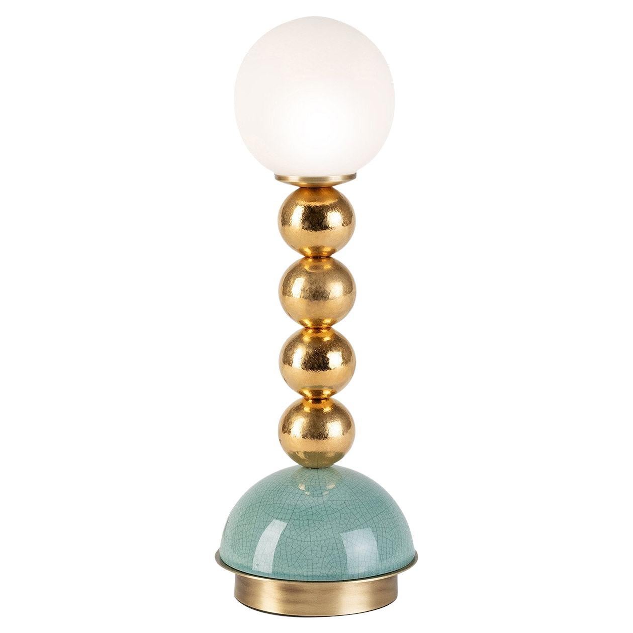 Petite lampe de bureau turquoise à épingles