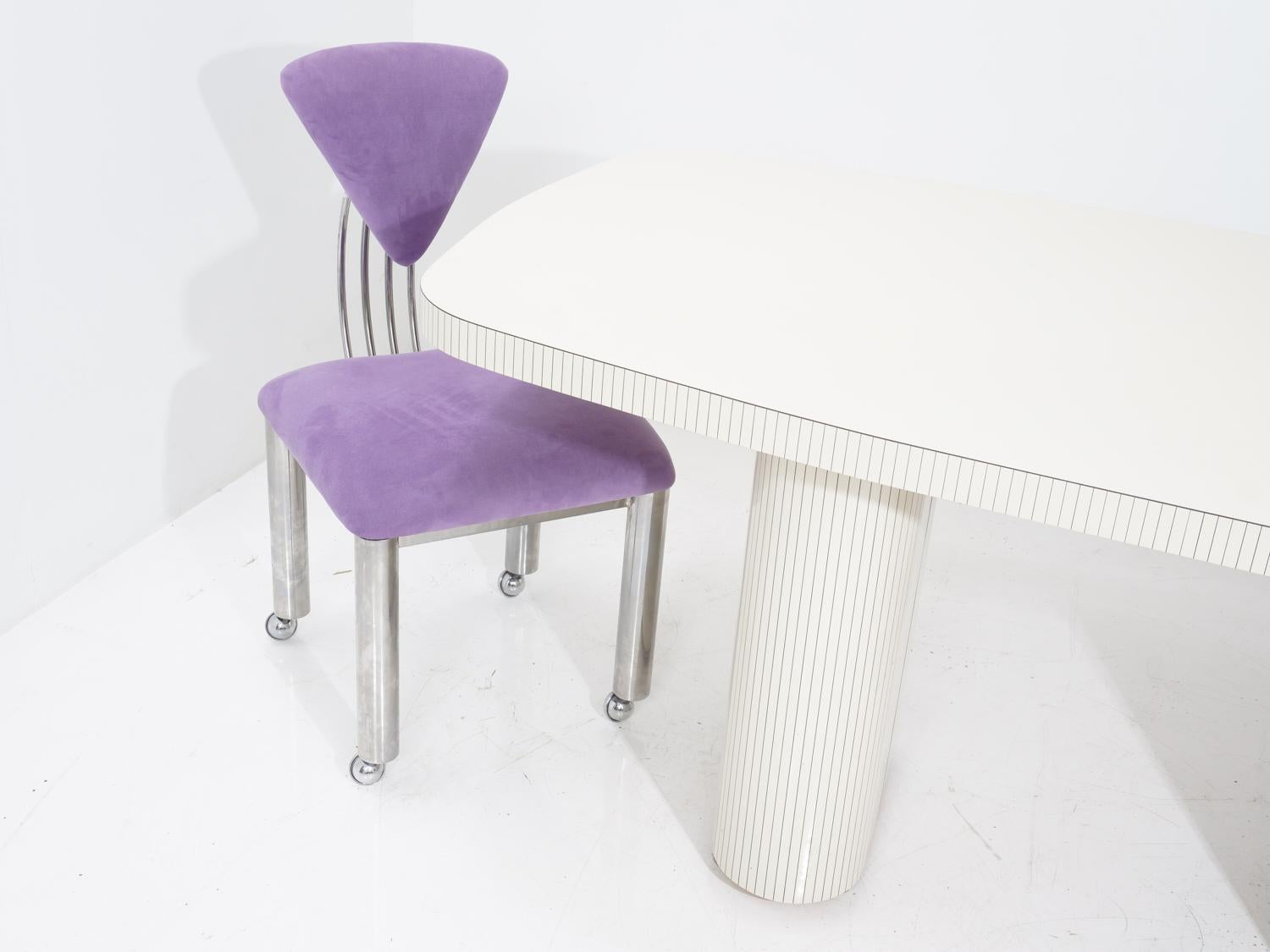 Late 20th Century Pinstripe Laminate Dining Table, 1980s