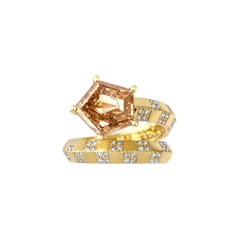 Pinstripe Strength 2.1 ct fancy cut diamond solitaire & round dia ring
