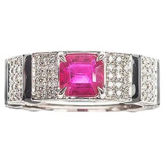 ruby ring black band Pinstripe Strength Burma Ruby Octagon Diamond and Black Enamel Band Ring