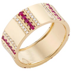 Pinstripe Strength Diamant und Rubin Zigarrenband Ring