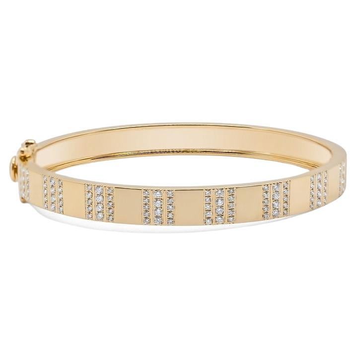 Bracelet jonc extensible à rayures en diamants, demi-chemin de diamants