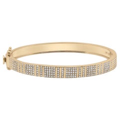 Pinstripe Strength Diamond Armreif - halber Weg alle gepflasterten Diamanten Gold Nadelstreifen