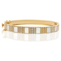 Pinstripe Strength Diamond Bangle, Half Way Diamonds and Mother of Pearl Inlay