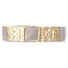 Pinstripe Strength Diamond Cigar Band Skinny Ring with Mother of Pearl Inlay