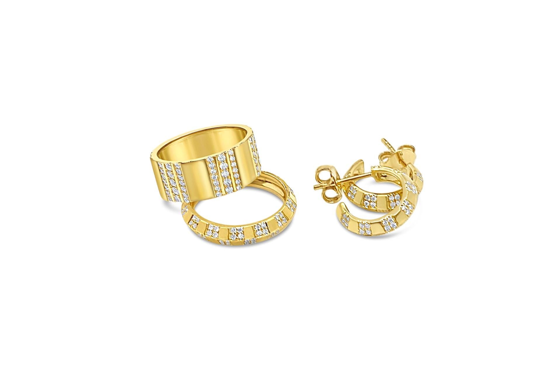 Pinstripe Strength Knife Edge Diamond Earring White Gold 3