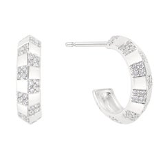 Boucles d'oreilles à diamants en or blanc Pinstripe Strength Knife Edge