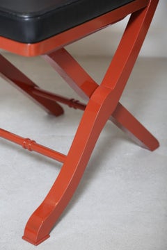 Pinto Paris Madeira Folding Chair Red with Black Cushion, Made in France