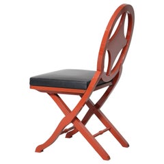 Pinto Paris Madeira Folding Chair Red with Black Cushion, Made in France