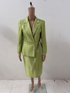 Pinuccia Botondi Silk Suit, Milan - Pistachio Green Two-Piece Ensemble